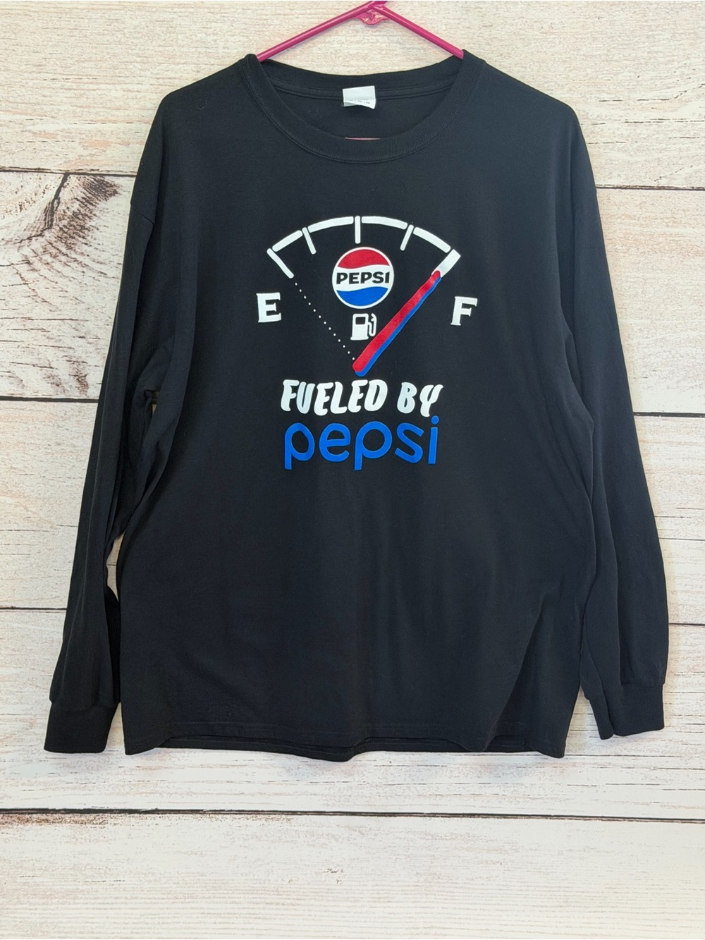 Port and Company Black Long Sleeve "Fueled by Pepsi" Graphic Tee
